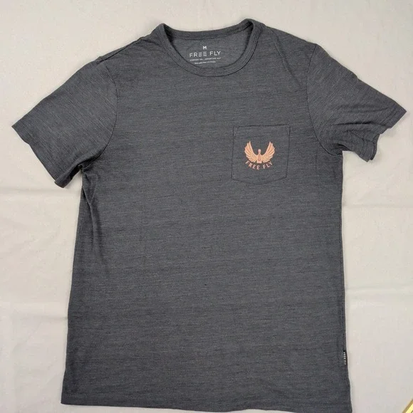 Free Fly Pocket T Shirt Mens Medium Gray Blue Adventure - Picture 2 of 10